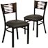 Carnegy Avenue Walnut Wood Back/Black Vinyl Seat/Black Metal Frame Restaurant Chairs (Set of 2)