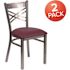 Carnegy Avenue Burgundy Vinyl Seat/Clear Coated Metal Frame Restaurant Chairs (Set of 2)