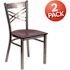 Carnegy Avenue Hercules Mahogany Seat/Clear Coated Metal Frame Wood with Clear Coat, X Back Restaurant Chair Set of 2