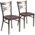Carnegy Avenue Hercules Mahogany Seat/Clear Coated Metal Frame Wood with Clear Coat, X Back Restaurant Chair Set of 2