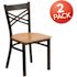 Carnegy Avenue Natural Wood Seat/Black Metal Frame Restaurant Chairs (Set of 2)