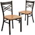 Carnegy Avenue Natural Wood Seat/Black Metal Frame Restaurant Chairs (Set of 2)