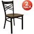 Carnegy Avenue Mahogany Wood Seat/Black Metal Frame Restaurant Chairs (Set of 2)