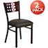 Carnegy Avenue Mahogany Wood Back/Black Vinyl Seat/Black Metal Frame Restaurant Chairs (Set of 2)