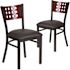 Carnegy Avenue Mahogany Wood Back/Black Vinyl Seat/Black Metal Frame Restaurant Chairs (Set of 2)
