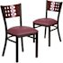 Carnegy Avenue Mahogany Wood Back/Burgundy Vinyl Seat/Black Metal Frame Restaurant Chairs (Set of 2)