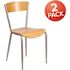 Carnegy Avenue Natural Wood Seat/Silver Frame Restaurant Chairs (Set of 2)