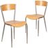 Carnegy Avenue Natural Wood Seat/Silver Frame Restaurant Chairs (Set of 2)