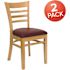 Carnegy Avenue Burgundy Vinyl Seat/Natural Wood Frame Restaurant Chairs (Set of 2)