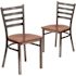 Carnegy Avenue Hercules Cherry Seat/Clear Coated Metal Frame Wood with Clear Coat Ladder Back Restaurant Chair Set of 2