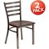 Carnegy Avenue Hercules Walnut Seat/Clear Coated Metal Frame  Wood  with Clear Coat Ladder Back Restaurant Chair Set of 2