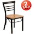 Carnegy Avenue Natural Wood Seat/Black Metal Frame Restaurant Chairs (Set of 2)