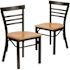 Carnegy Avenue Natural Wood Seat/Black Metal Frame Restaurant Chairs (Set of 2)