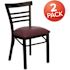 Carnegy Avenue Burgundy Vinyl Seat/Black Metal Frame Restaurant Chairs (Set of 2)
