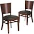 Carnegy Avenue Black Vinyl Seat/Walnut Wood Frame Restaurant Chairs (Set of 2)