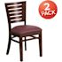 Carnegy Avenue Burgundy Vinyl Seat/Walnut Wood Frame Restaurant Chairs (Set of 2)