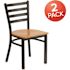 Carnegy Avenue Natural Wood Seat/Black Metal Frame Restaurant Chairs (Set of 2)