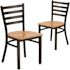 Carnegy Avenue Natural Wood Seat/Black Metal Frame Restaurant Chairs (Set of 2)