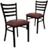Carnegy Avenue Burgundy Vinyl Seat/Black Metal Frame Restaurant Chairs (Set of 2)