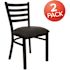 Black Hercules Series Commercial Grade Ladder Back Restaurant Chairs, Modern Metal Padded Dining Chairs (Set of 2)