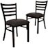 Black Hercules Series Commercial Grade Ladder Back Restaurant Chairs, Modern Metal Padded Dining Chairs (Set of 2)