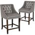 Carnegy Avenue 24 in. Light Gray Leather Bar stool (Set of 2)