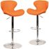 Carnegy Avenue 33 in. Orange Vinyl Bar stool (Set of 2)
