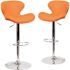 Carnegy Avenue 33 in. Orange Vinyl Bar stool (Set of 2)
