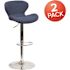 Carnegy Avenue 33 in. Blue Fabric Bar stool (Set of 2)