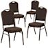 Carnegy Avenue Brown Patterned Fabric/Gold Vein Frame Banquet Stack Chair (Set of 4)