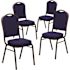 Carnegy Avenue Navy Blue Patterned Fabric/Gold Vein Frame Banquet Stack Chair (Set of 4)