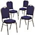 Carnegy Avenue Navy Blue Patterned Fabric/Gold Vein Frame Banquet Stack Chair (Set of 4)