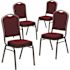 Carnegy Avenue Burgundy Fabric/Silver Vein Frame Banquet Stack Chair (Set of 4)