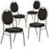 Carnegy Avenue Black Patterned Fabric/Silver Vein Frame Banquet Stack Chair (Set of 4)