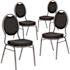 Carnegy Avenue Black Patterned Fabric/Silver Vein Frame Banquet Stack Chair (Set of 4)