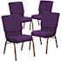 Carnegy Avenue 18.5 in. Royal Purple Fabric/Gold Vein Frame Church Chair (Set of 4)