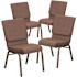 Carnegy Avenue 18.5 in. Brown Dot Fabric/Gold Vein Frame Church Chair (Set of 4)