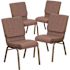 Carnegy Avenue 18.5 in. Brown Dot Fabric/Gold Vein Frame Church Chair (Set of 4)