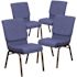 Carnegy Avenue 18.5 in. Blue Fabric/Gold Vein Frame Church Chair (Set of 4)