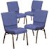 Carnegy Avenue 18.5 in. Blue Fabric/Gold Vein Frame Church Chair (Set of 4)