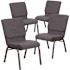Carnegy Avenue 18.5 in. Dark Gray Fabric/Silver Vein Frame Church Chair (Set of 4)