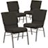 Carnegy Avenue 18.5 in. Black Fabric/Silver Vein Frame Church Chair (Set of 4)