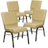Carnegy Avenue 18.5 in. Beige Patterned Fabric/Gold Vein Frame Church Chair (Set of 4)
