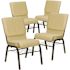 Carnegy Avenue 18.5 in. Beige Patterned Fabric/Gold Vein Frame Church Chair (Set of 4)