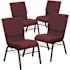 Carnegy Avenue 18.5 in. Burgundy Patterned Fabric/Gold Vein Frame Church Chair (Set of 4)