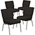 Carnegy Avenue 21 in. Black Fabric/Silver Vein Frame Church Chair (Set of 4)