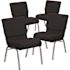 Carnegy Avenue 21 in. Black Fabric/Silver Vein Frame Church Chair (Set of 4)