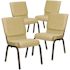 Carnegy Avenue 18.5 in. Beige Patterned Fabric/Gold Vein Frame Church Chair (Set of 4)
