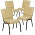 Carnegy Avenue 18.5 in. Beige Patterned Fabric/Gold Vein Frame Church Chair (Set of 4)