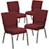 Carnegy Avenue 18.5 in. Burgundy Fabric/Silver Vein Frame Church Chair (Set of 4)